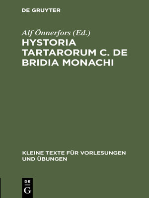 cover image of Hystoria Tartarorum C. de Bridia Monachi
